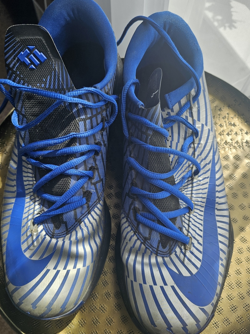 Nike Zoom KD 6 iD Custom Blue Silver Geometric Mens Basketball Shoes Size 11.5